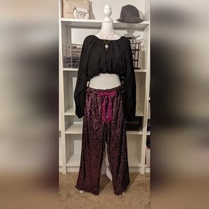 Plum Sequin Crop Pants Sz Large with pockets!!